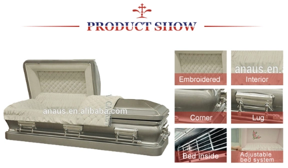 18ga Brush Natural Steel Funeral Casket Us Style