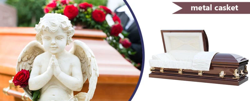 Brush Natural/Ebony Finish White Velvet Interior 18ga Metal Casket